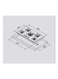 MASTERgas Glass Hob 5-Burner Gas Stove Oven H95GBCX Black  - Image 3