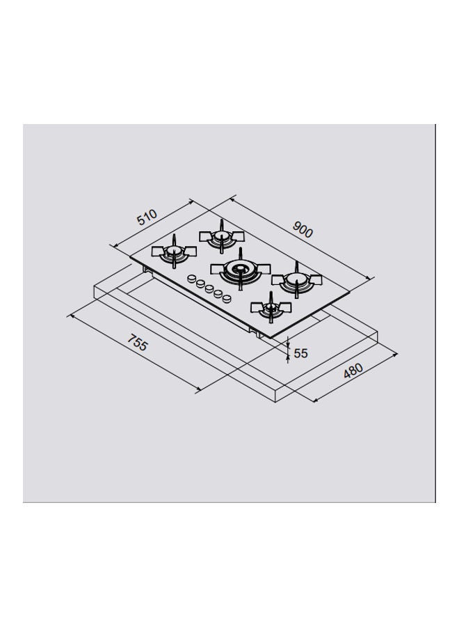 ماستر غاز موقد غاز بخمس شعلات من الزجاج H95GBCX أسود - Image 3