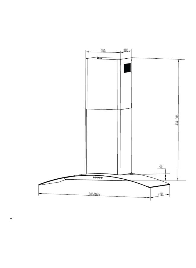 ماستر غاز شفاط مطبخ بضوء LED سبوت بقدرة 380 وات 383 W MGHG90 فضي - Image 3