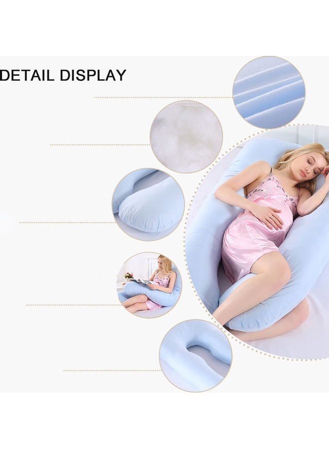 وسادة للحوامل على شكل حرف U قطن أزرق