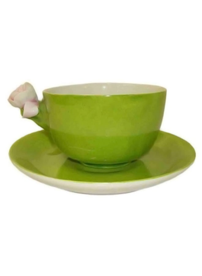 2-Piece Tea Cup And Saucer Set Green 200ml - Image 1