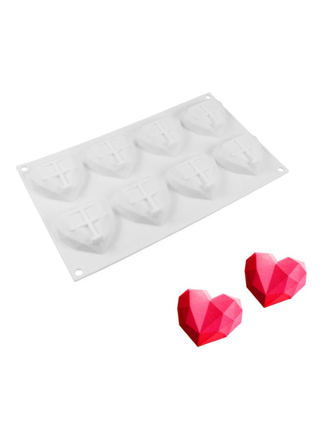 3D Diamond Heart Shaped Silicone Cake Mould White 29 x 17 x 2.5cm
