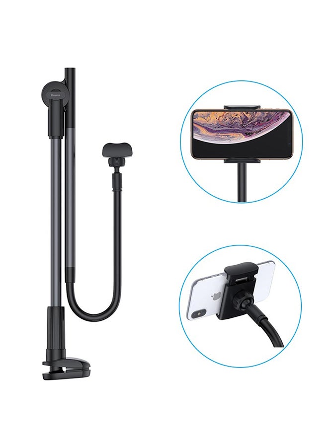Baseus 360° Cell Phone Holder, Clamp Universal Lazy Mount Clip Hands Free Flexible Long Arm Bracket Grip for 4.0-6.5 Phones Mobile Stand Baby Monitor for Desk, Bed, Office, Kitchen Black/Grey  - Image 2