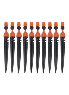 10-Piece Micro Spray Adjustable 360 Degree Water Flow Irrigation Drippers Black/Orange 21 x 3cm
