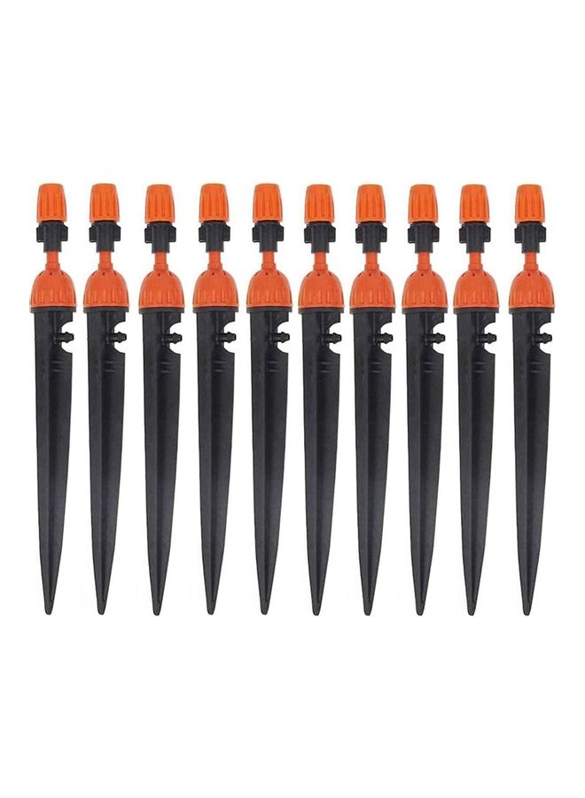 Generic - 10-Piece Micro Spray Adjustable 360 Degree Water Flow Irrigation Drippers Black/Orange 21 x 3cm - Image 1