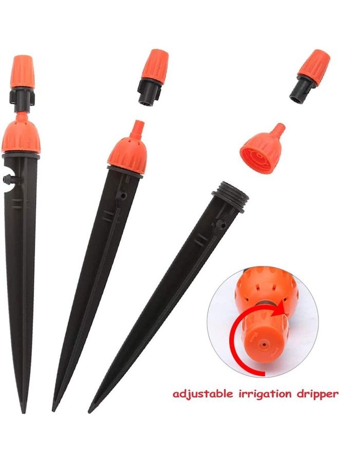 Generic - 10-Piece Micro Spray Adjustable 360 Degree Water Flow Irrigation Drippers Black/Orange 21 x 3cm - Image 1
