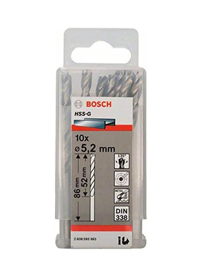 BOSCH Metal Drill Bits Hss-G 10 Pcs Silver 5.2mm 