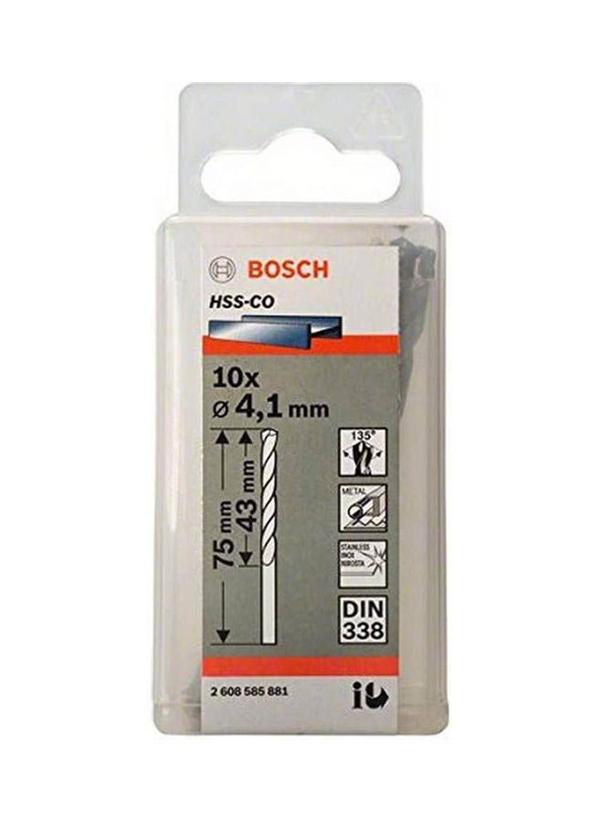 BOSCH Pack Of 10Metal Drill Bit Hss-Co Silver 4X1X43X75 