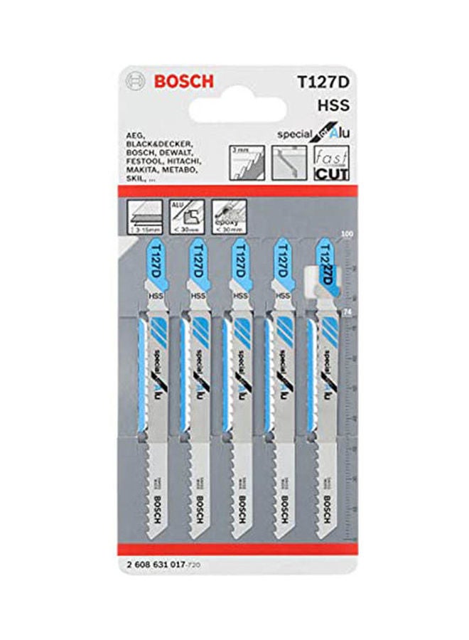 BOSCH Jigsaw Blades T127D Special For Almunium 5 Pcs Silver 