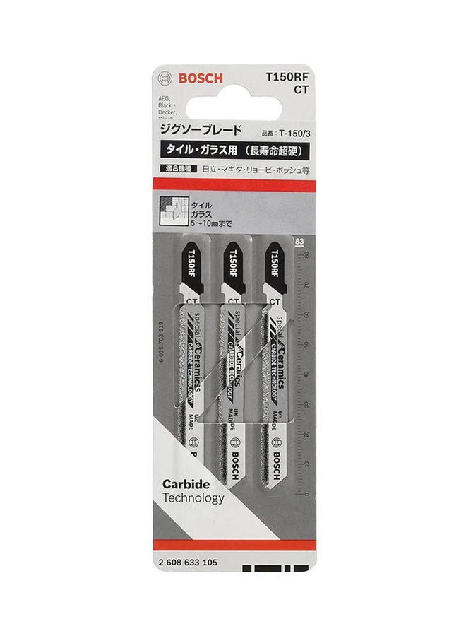 BOSCH Jigsaw Blades T150 For Ceramic Tile Fine Cut 3 Pcs Silver 