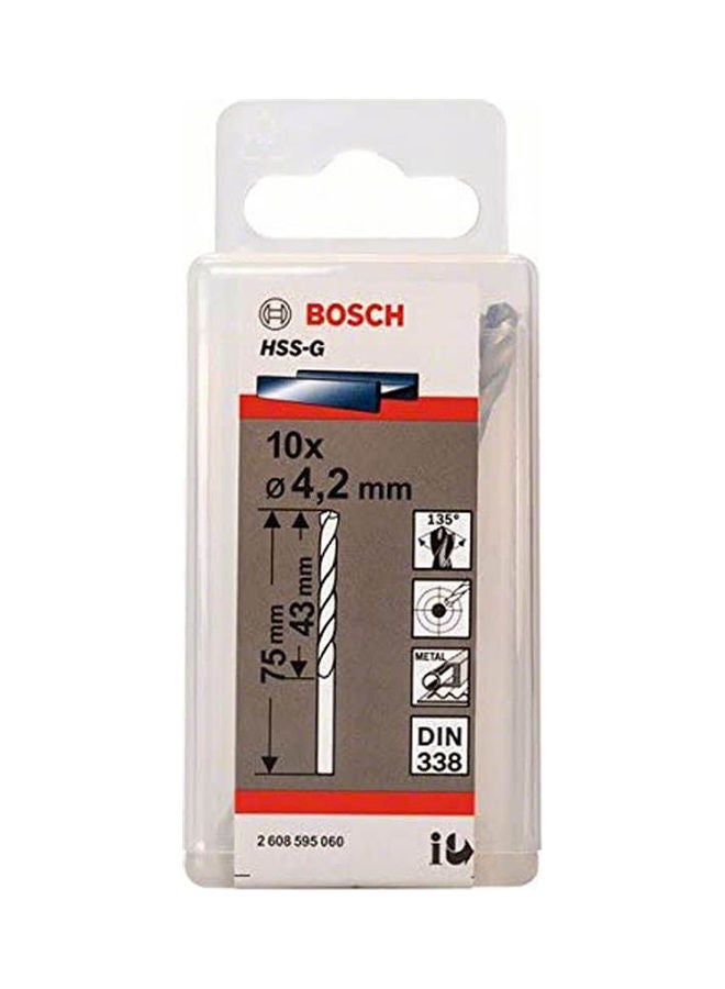BOSCH Metal Drill Bits Hss-G  10 Pcs Silver 4.2mm 