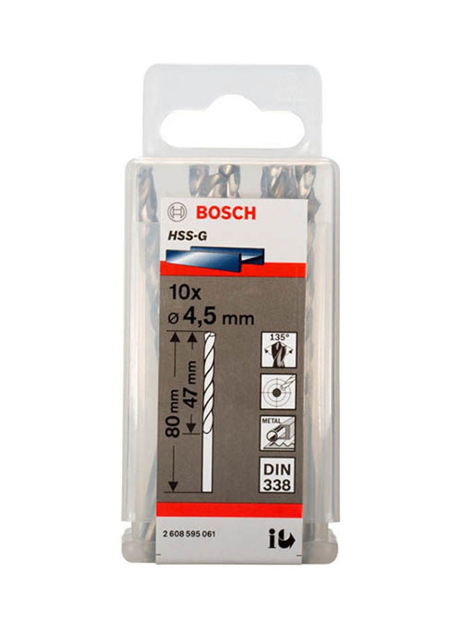 BOSCH Metal Drill Bits Hss-G  10 Pcs Silver 