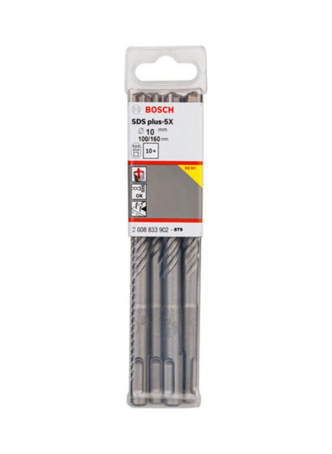 BOSCH Sds Plus-5X, For Reinforced Concrete Hammer Bits 10Pcs Silver 