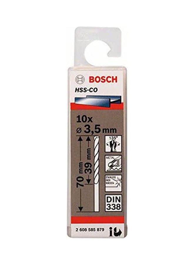 BOSCH Pack Of 10Metal Drill Bit Hss-Co, Silver 4X43X75 