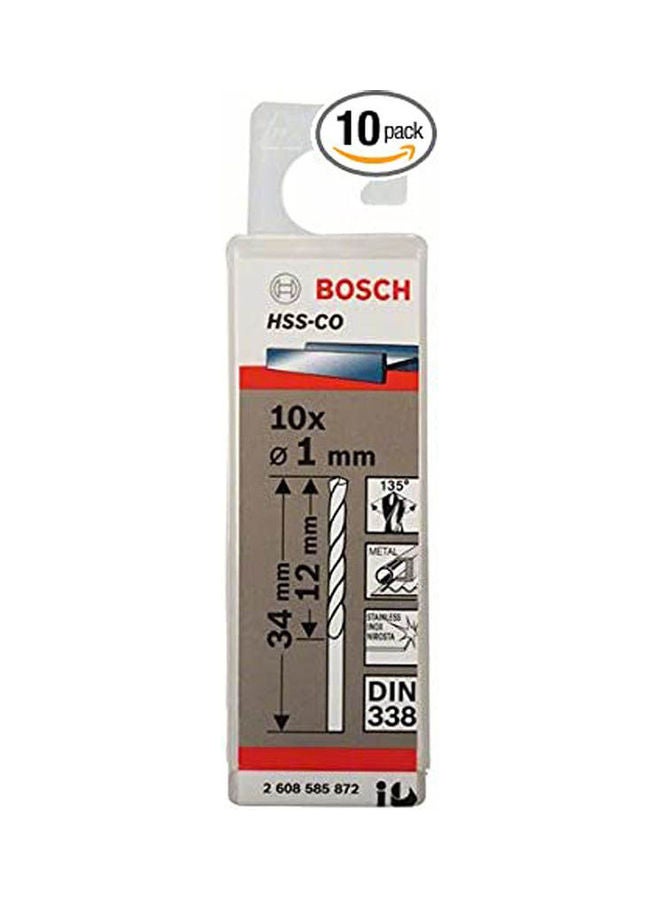 BOSCH Pack Of  10 Metal Drill Bits  Hss-Co Silver 1X12X34  - Image 1