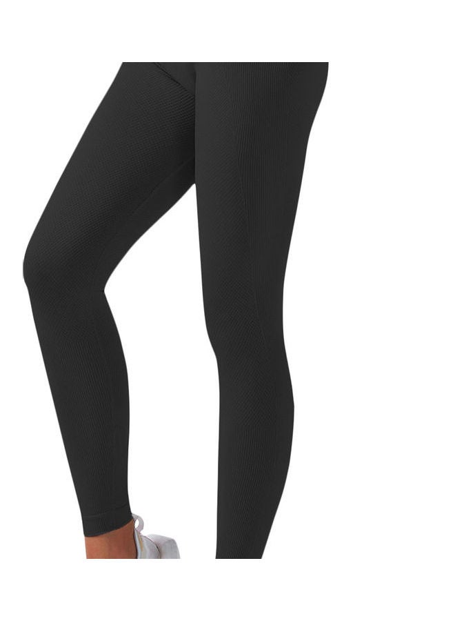 Breathable Moisture-Wicking High-Waist Compression Leggings Black - Image 4