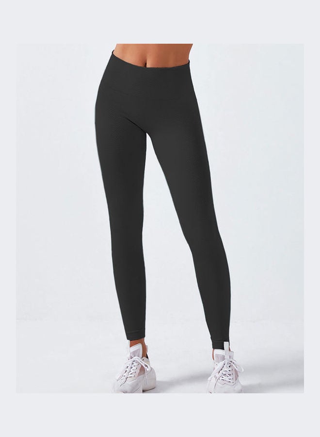 Breathable Moisture-Wicking High-Waist Compression Leggings Black - Image 2