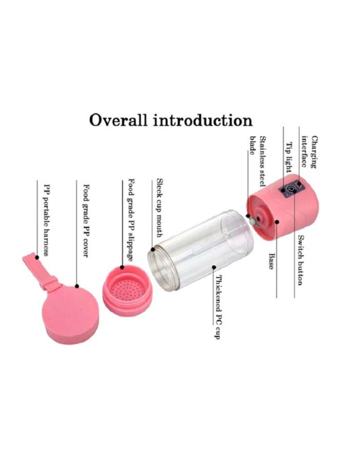 Sharpdo - Mini Rechargeable Smoothie Maker Machine 180 W T-Bottle-1021 Pink/Clear/Silver - Image 1