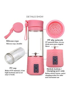 شاربدو ماكينة صغيرة لإعداد السموذي قابلة للشحن 180 W T-Bottle-1021 وردي/ شفاف/ فضي  - Image 4