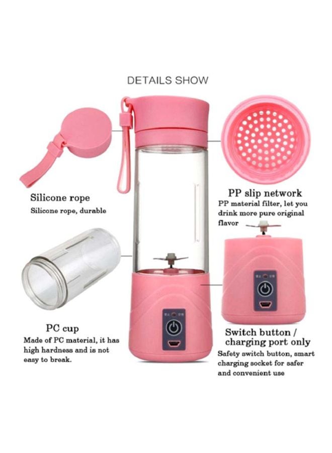 Sharpdo - Mini Rechargeable Smoothie Maker Machine 180 W T-Bottle-1021 Pink/Clear/Silver - Image 1