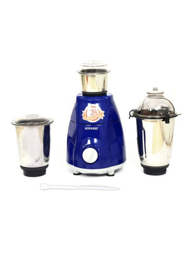 SONASHI - 3-in-1 Mixer Grinder - Powerful Motor with 2 Speed Setting and Pulse | Sleek and Stainless Steel Jars with Leak Proof Lid | 3 Speed - Perfect for making Smoothies, Milkshakes, etc and Grinding Beans, Coconut, Nuts, etc 750 W SB-151SS Blue/Clear/Silver - Image 1