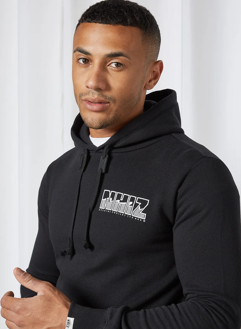 izzue Back Graphic Hoodie Black