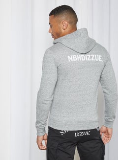 izzue Zip-Up Hoodie Heather Grey  - Image 2