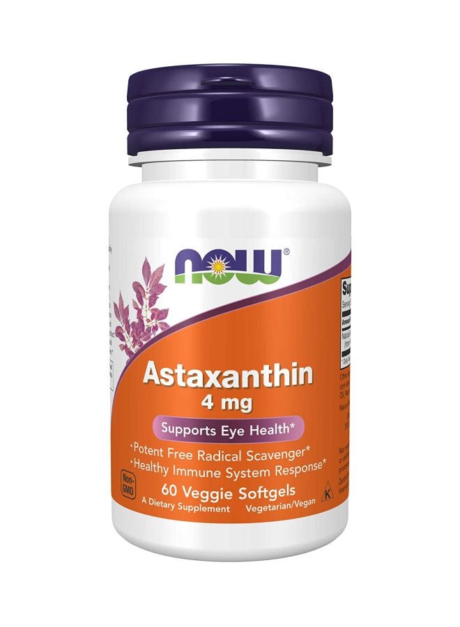 Now Foods Astaxanthin 4 mg - 60 Veggie Capsules  - Image 1