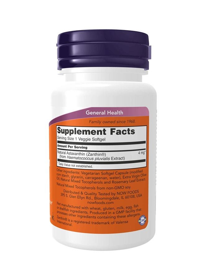 Now Foods Astaxanthin 4 mg - 60 Veggie Capsules  - Image 2
