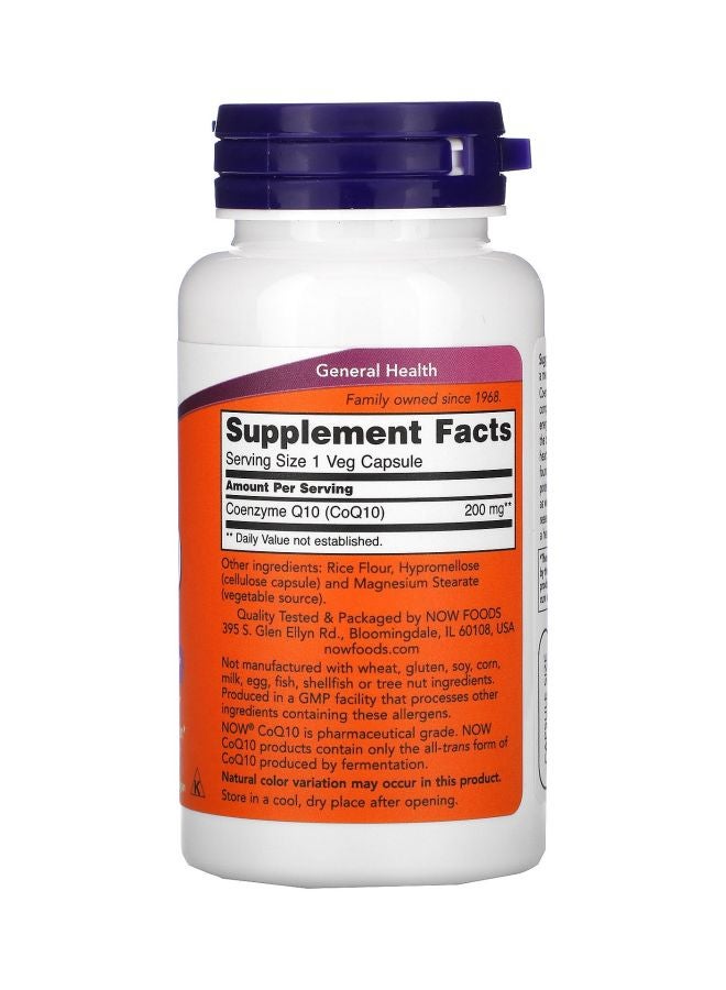 Now Foods Coq10 Dietary Supplement 200 Mg 60 Veg Capsules  - Image 2