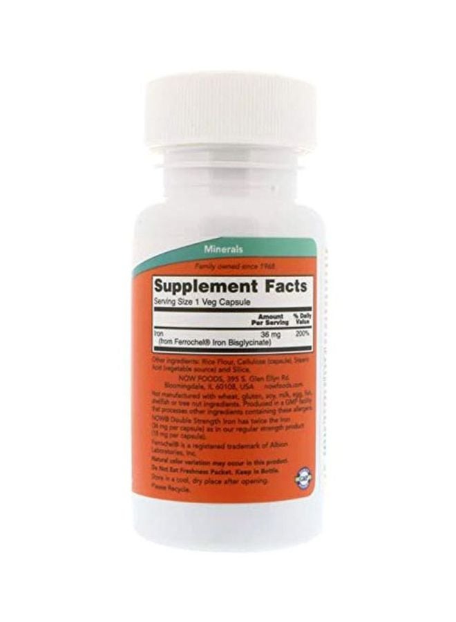 Now Foods - Double Strength Iron Dietary Supplement 36 Mg - 90 Veg Capsules - Image 1