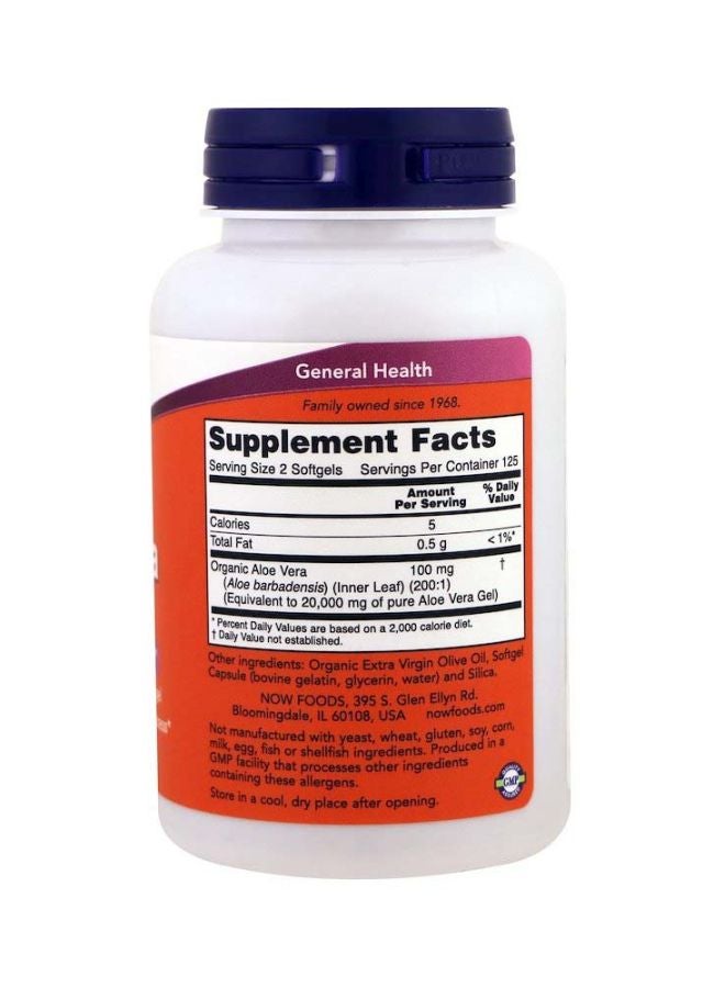 Now Foods Aloe Vera Gels Dietary Supplement - 250 Softgels  - Image 2