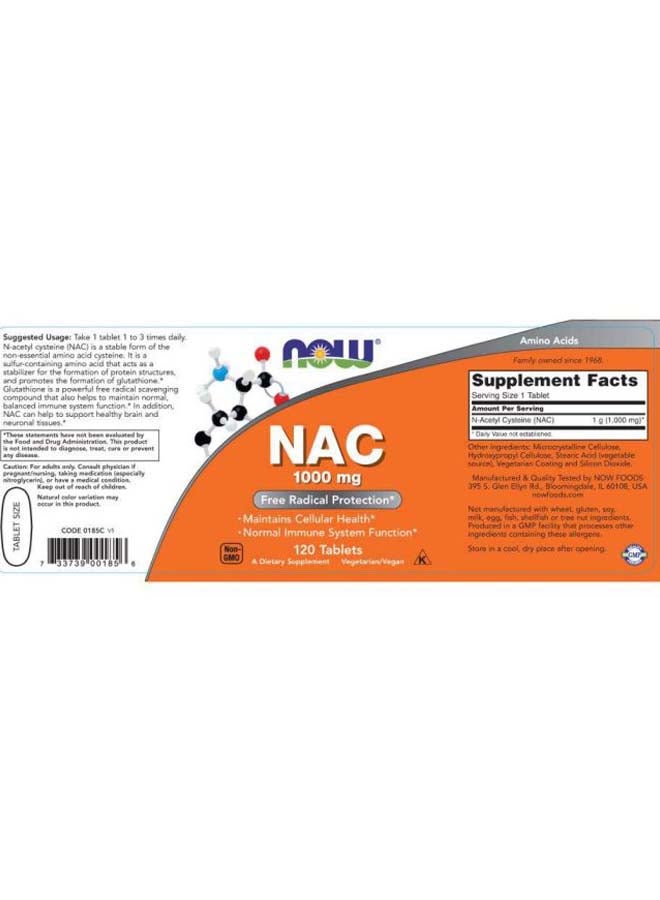 Now Foods NAC 1000mg 120 Tablets  - Image 5