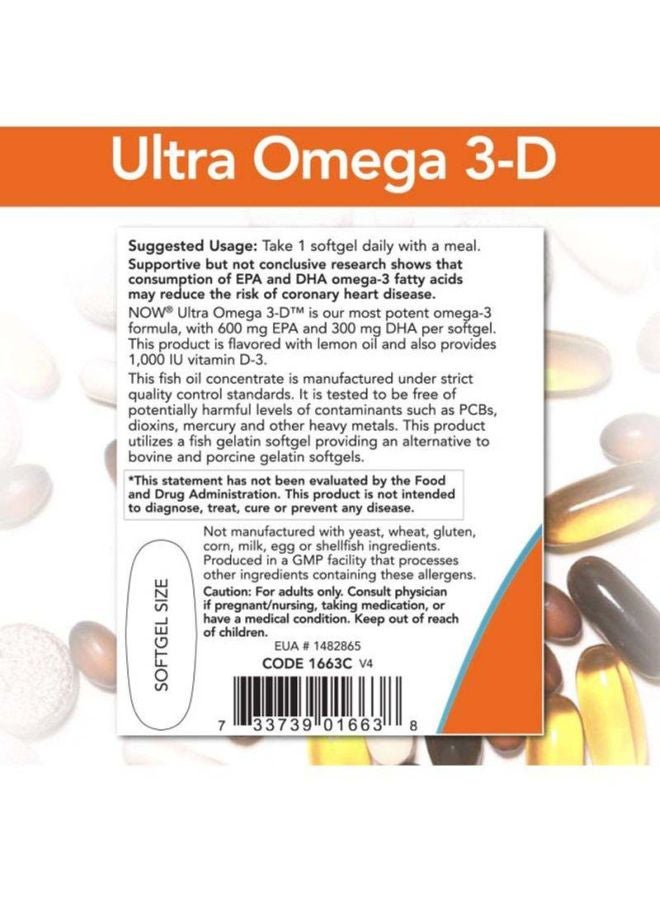 Now Foods - Ultra Omega 3-D Dietary Supplements - 180 Softgels - Image 1