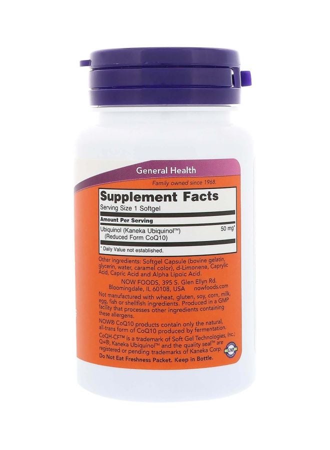 Now Foods Ubiquinol CoQH-CF Dietary Supplement - 60 Softgels - Image 2