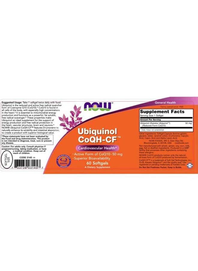 Now Foods Ubiquinol CoQH-CF Dietary Supplement - 60 Softgels - Image 3