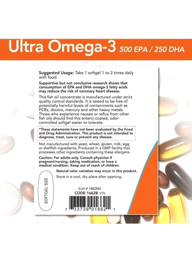 Now Foods Ultra Omega-3 500 EPA / 250 DHA 180 Softgels - Image 4