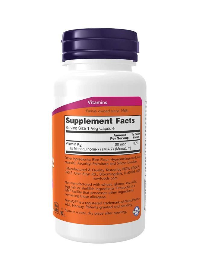Now Foods MK-7 Vitamin K-2 Dietary Supplement 100mcg - 120 Capsules  - Image 2