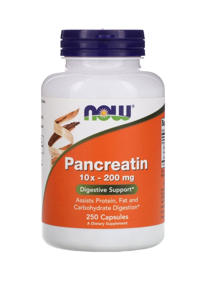 Now Foods Pancreatin 10X 200mg Dietary Supplement - 250 Capsules - Image 1