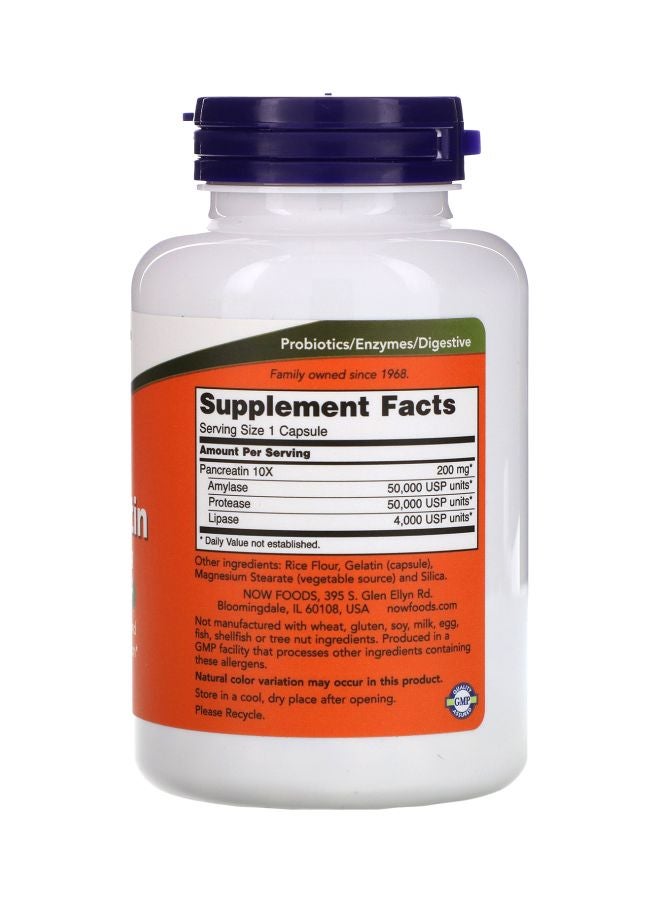 Now Foods Pancreatin 10X 200mg Dietary Supplement - 250 Capsules - Image 2