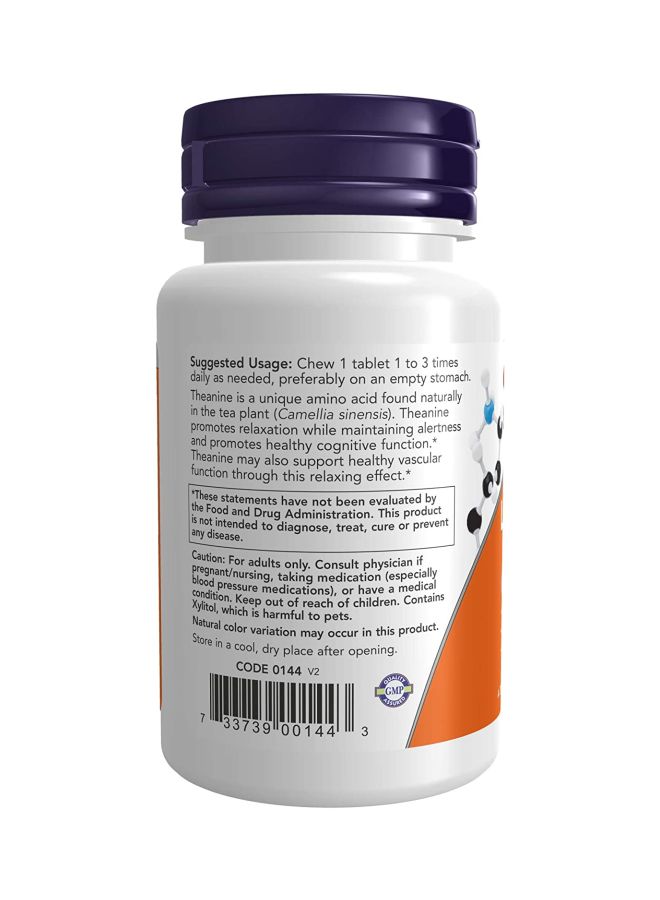 Now Foods - L-Theanine Dietary Supplement 100 mg - 90 Chewables - Image 1