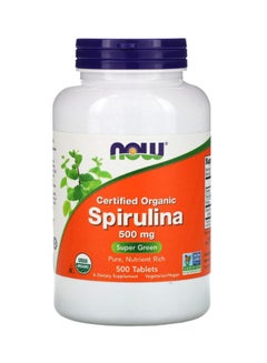 Certified Organic Spirulina Supplement 500 mg - 500 Tablets