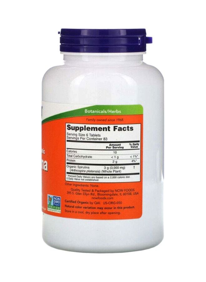 Now Foods - Certified Organic Spirulina Supplement 500 mg - 500 Tablets - Image 1