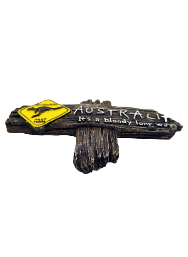 شاربدو زينة مغناطيسية للثلاجة بنقشة  كلمة "Kangaroo" و"Australia" بني/ أصفر/ فضي - Image 2