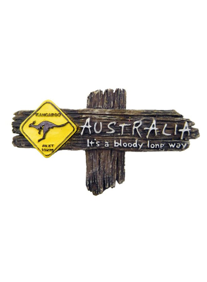 شاربدو زينة مغناطيسية للثلاجة بنقشة  كلمة "Kangaroo" و"Australia" بني/ أصفر/ فضي - Image 1