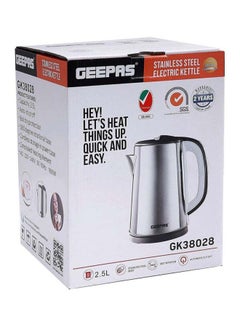 GEEPAS Stainless Steel Electric Kettle, Cordless Tea Kettle, Auto Shut-Off & Boil-Dry Protection, Ideal For Coffee/Tea/Milk/Water 2.5 L 1500 W GK38028 Silver  - Image 3