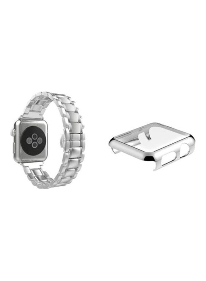 HuHa Replacement Strap Watchband For Apple Watch Series 7 41mm / 6 / SE / 5 / 4 40mm / 3 / 2 / 1 38mm Silver  - Image 2
