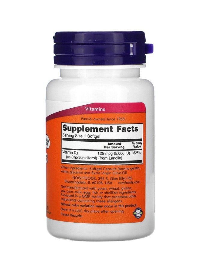 Now Foods - High Protency Vitamin D3 5000 IU - 240 Softgels - Image 1