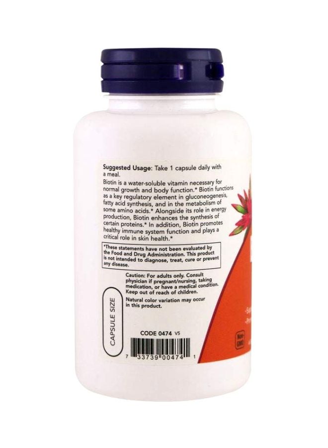 Now Foods - Biotin 5000 mcg Dietary Supplement - 60 Veg Capsules - Image 1