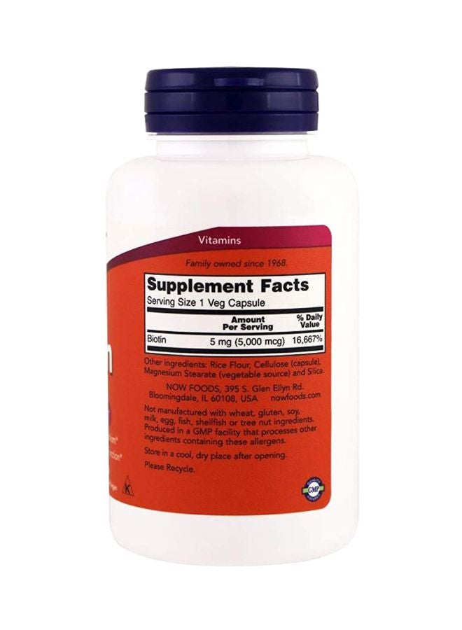 Now Foods - Biotin 5000 mcg Dietary Supplement - 60 Veg Capsules - Image 1